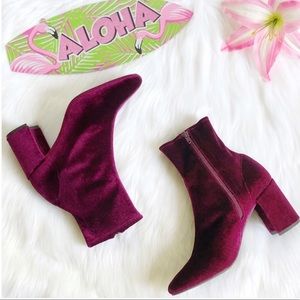 Jeffrey Campbell Burgundy Velvet Ankle Boot